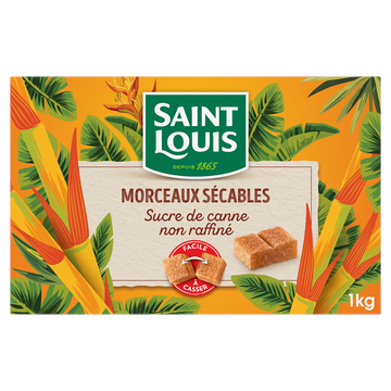 Sucre de canne non raffiné morceaux sécables SAINT LOUIS, 1kg