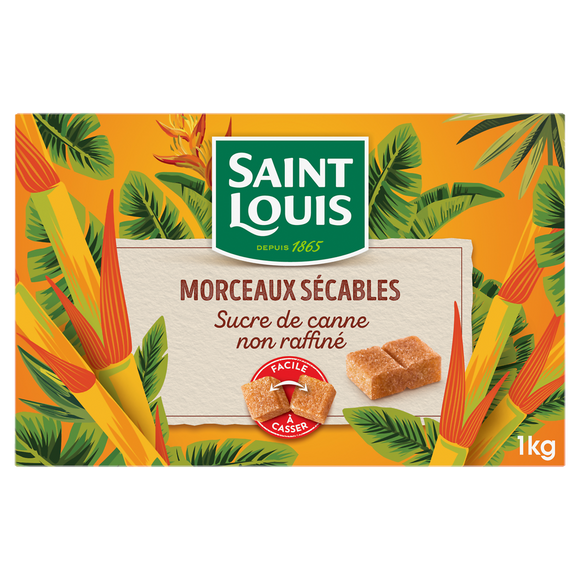 Sucre de canne non raffiné morceaux sécables SAINT LOUIS, 1kg