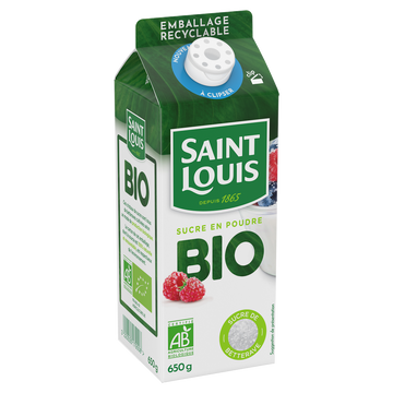 Sucre en poudre de betteraves bio SAINT LOUIS pack 650g