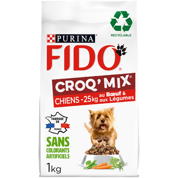 Croquettes pour chien adulte CROQ MIX Boeuf, Légumes FIDO - 1kg