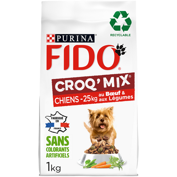 Croquettes pour chien adulte CROQ MIX Boeuf, Légumes FIDO - 1kg