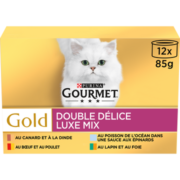 Sachets fraîcheur pour chat GOLD Double Délice GOURMET - 12x85g