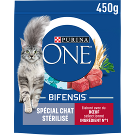 Croquettes pour chat adulte stérilisé Boeuf, Blé PURINA ONE - 450g