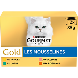 Sachets fraîcheur pour chat GOLD Les Mousselines GOURMET - 12x85g