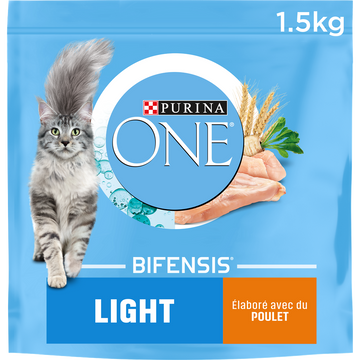 Croquettes pour chat adulte LIGHT Poulet, Blé PURINA ONE - 1,5kg