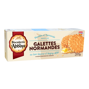 Biscuits Galettes normandes BISCUITERIE DE L'ABBAYE, étui de 200g