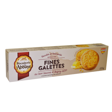 Biscuits Galettes au beurre d'Isigny BISCUITERIE DE L'ABBAYE, étui de125g