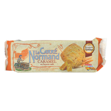 Biscuit Le Carré normand caramel beurre salé BISCUITERIE DE L'ABBAYE,sachet de 1 40g