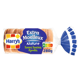 Pain de mie extra moelleux nature sans sucres ajoutés HARRYS, 280g