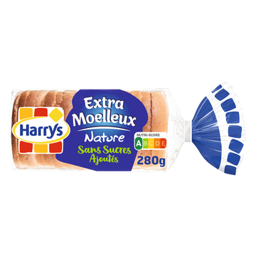 Pain de mie extra moelleux nature sans sucres ajoutés HARRYS, 280g