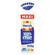 Pain de mie 100% Mie Nature sans croûte Maxi sans additifs HARRYS - 650g