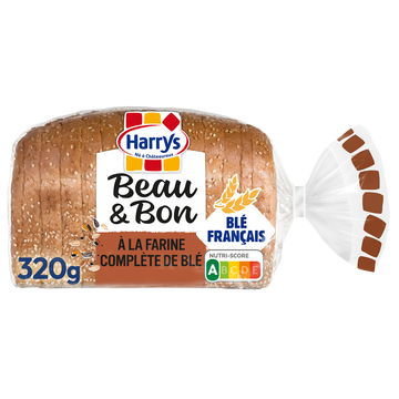 Pain de mie Beau & Bon Complet Lin Tournesol sans additifs HARRYS - 320g