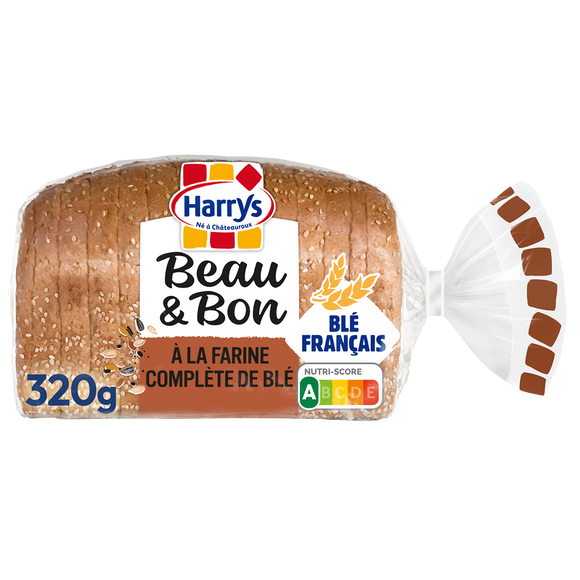 Pain de mie Beau & Bon Complet Lin Tournesol sans additifs HARRYS - 320g