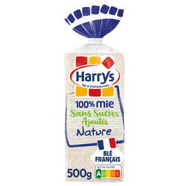 Pain de mie 100% Mie Nature sans croûte sans sucres ajoutés HARRYS - 500g
