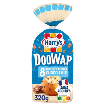 Brioches Doowap pépites de chocolat au lait sans additifs X8 HARRYS -320g