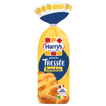 Brioche tressée tranchée nature sans additif HARRYS 450g