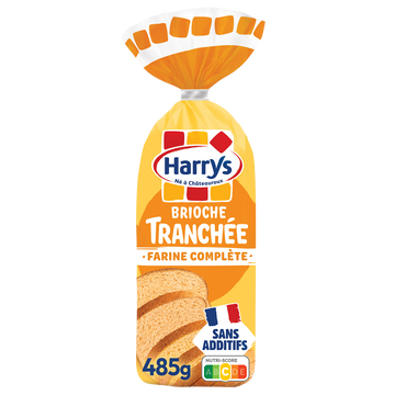 Brioche Tranchée farine complète sans additifs HARRYS - 485g