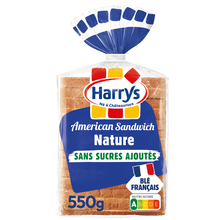 Pain de mie Américan sandwich nature sans sucre ajoutés HARRYS 550g