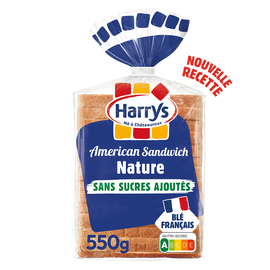 Pain de mie Américan sandwich nature sans sucre ajoutés HARRYS 550g