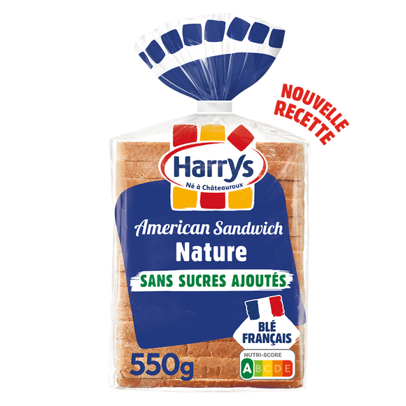 Pain de mie Américan sandwich nature sans sucre ajoutés HARRYS 550g