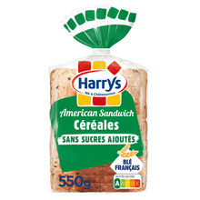 Pain de mie Américan Sandwich 7 céréales sans sucre ajoutés HARRYS, 550g
