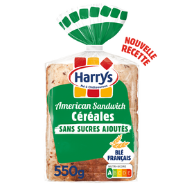 Pain de mie Américan Sandwich 7 céréales sans sucre ajoutés HARRYS, 550g