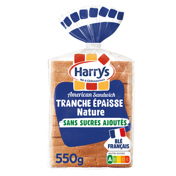 Pain de mie American Sandwich nature tranches épaisse HARRYS 550g