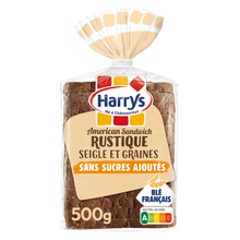 Pain de mie rustique seigle et graines sans sucre ajoutés HARRYS 500g