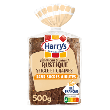 Pain de mie rustique seigle et graines sans sucre ajoutés HARRYS 500g