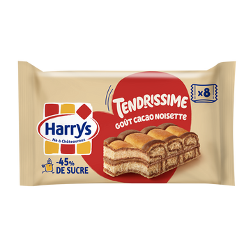 Gâteaux moelleux noisette et cacao Tendrissime moins de sucres HARRYS- X8 264G