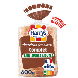 Pain de mie Américan sandwich complet sans sucre ajoutés HARRYS 600g