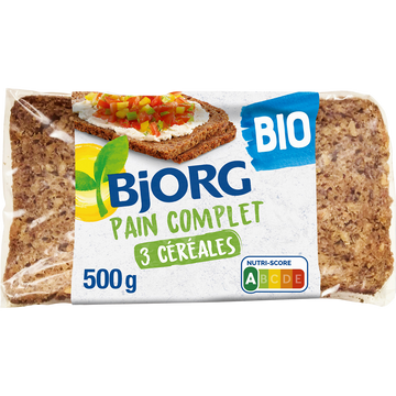 Pain complet BIO 3 céréales BJORG - Paquet de 500g
