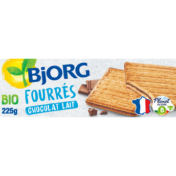 Biscuits bio fourrés Chocolat lait BJORG - Paquet 225g