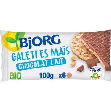Galettes maïs Chocolat au lait BIO Sans gluten BJORG - Paquet de 100g