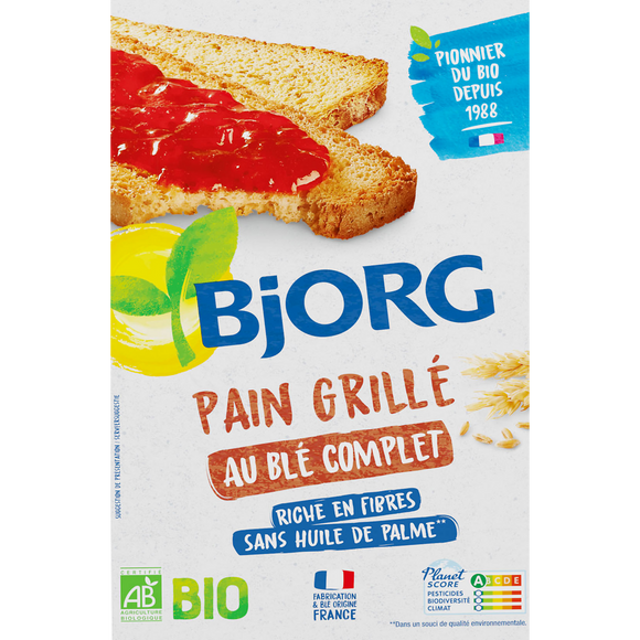 Pain grillé Blé complet BIO BJORG - Paquet de  250g