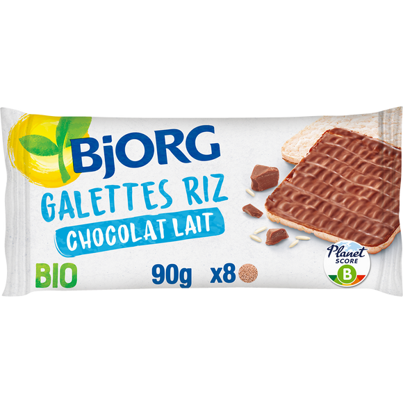 Galettes de riz Chocolat au lait BIO Sans gluten BJORG - Paquet de  90g