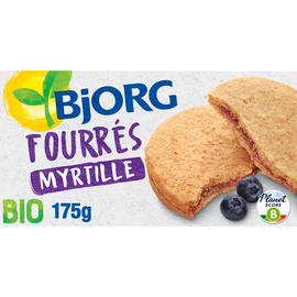 Biscuits fourrés à la myrtilles bio BJORG, paquet de 175g