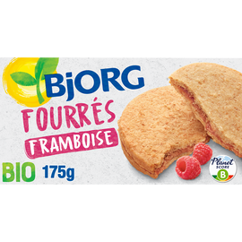 Biscuits fourrés à la framboise bio BJORG, paquet de 175g