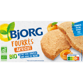 Biscuits fourrés à l'abricot bio BJORG, paquet de 175g