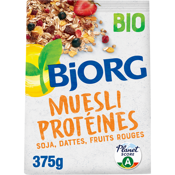Müesli protéïnes soja, dattes & fruits rouges bio BJORG, doypack 375g