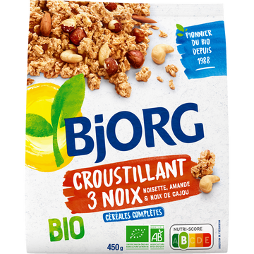 Céréales bio Equilidej croustillant aux 3 noix BJORG, 450g