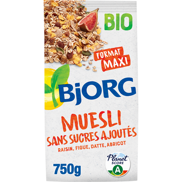 Muesli bio sans sucre ajouté BJORG, 750g