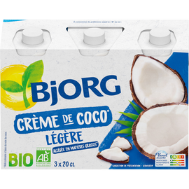 Crème de coco légère bio BJORG, 3x200ml