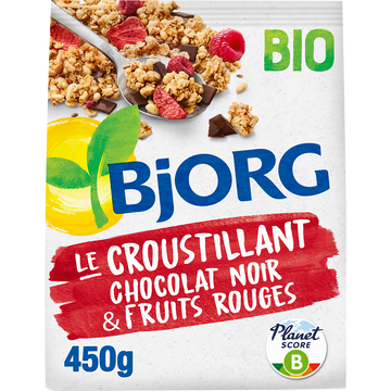 Céréales le croustillant chocolat noir & fruits rouges bio BJORG, 450g