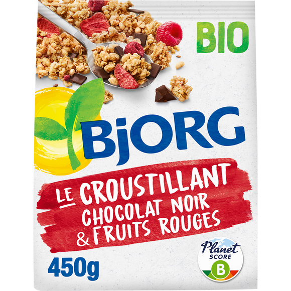 Céréales le croustillant chocolat noir & fruits rouges bio BJORG, 450g