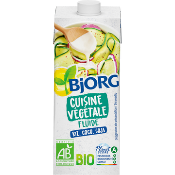 Cuisine végétale fluide, riz coco soja bio BJORG, brique 200ml