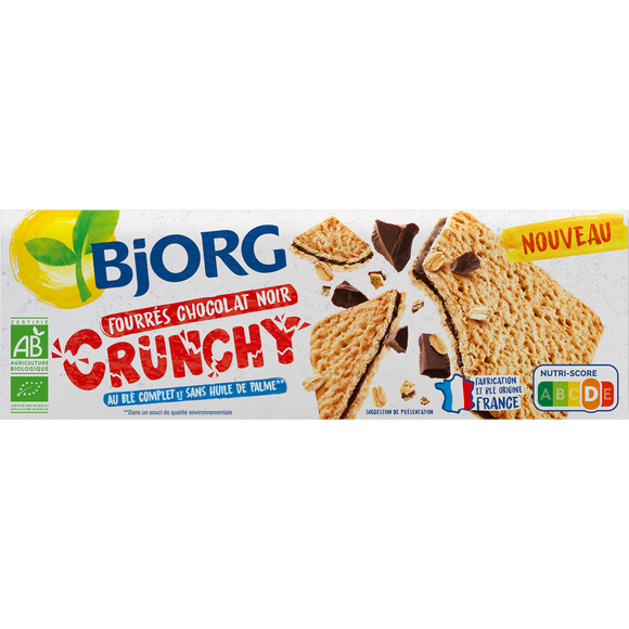 Fourrés chocolat noir crunchy bio BJORG, 150g