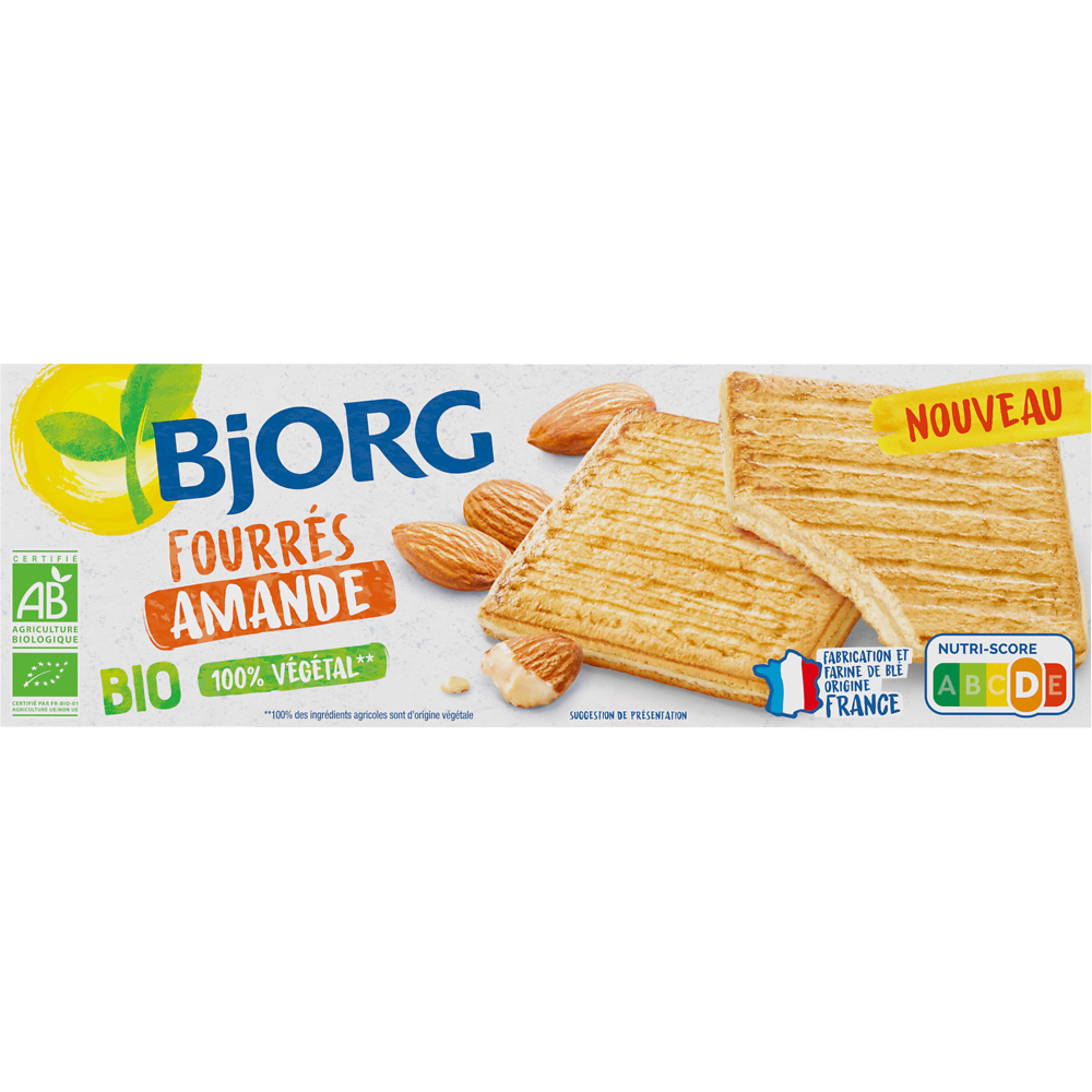 Biscuits fourrés à l'amande 100% végétal bio BJORG, 150g