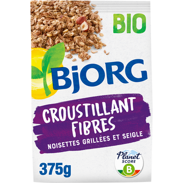 Céréales le croustillant fibres noisettes grillées seigle bio BJORG,375g