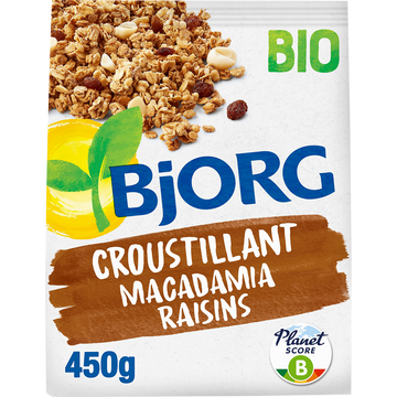 Croustillant macadamia raisins bio BORG, 450g